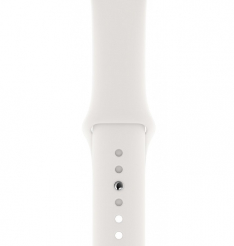 Apple Watch Series 4, 44 мм, корпус из алюминия серебристого цвета, спортивный ремешок белого цвета (MU6A2) MU6A2
