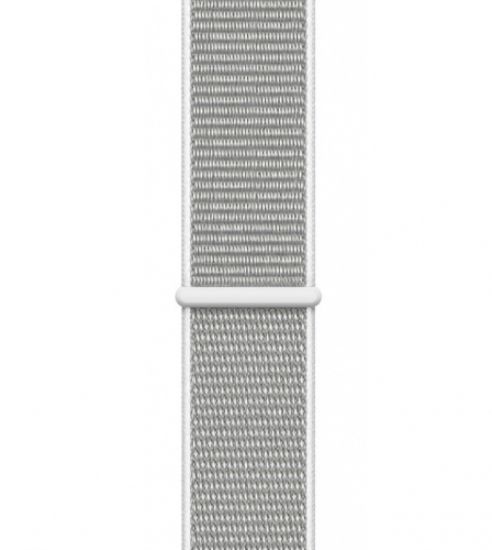 Apple Watch Series 4, 44 мм, корпус из алюминия серебристого цвета, спортивный браслет цвета «белая ракушка» (MU6C2) MU6C2