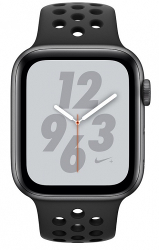 Apple Watch Nike+ Series 4, 44 мм, корпус из алюминия цвета «серый космос», спортивный ремешок Nike цвета «антрацитовый