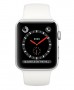 Apple Watch Series 3 Cellular 38мм, корпус из нержавеющей стали, cпортивный ремешок цвета «мягкий белый» (MQJV2)