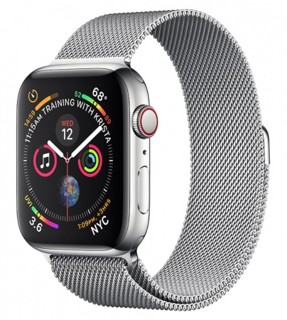 Apple Watch Series 4 Cellular 44мм, корпус из нержавеющей стали, миланский сетчатый браслет (MTV42) MTV42