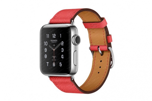 APPLE WATCH HERMES SERIES 2 38MM STAINLESS STEEL CASE WITH ROSE JAIPUR SINGLE TOUR LEATHER BAND (MNQ62)