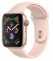 Умные часы Apple Watch Series 4, 40 мм, корпус из золотистого алюминия, спортивный ремешок цвета «розовый песок» (золотистый) MU682